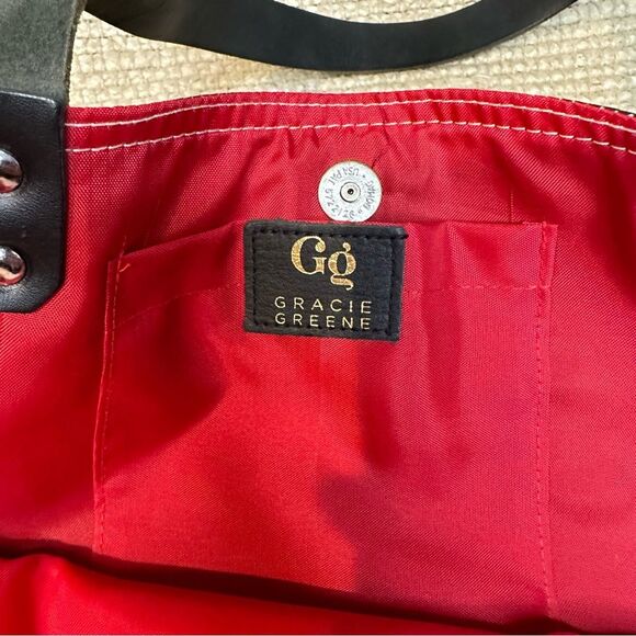 New GRACIE GREENE Serengeti burlap/leather tote bag - Picture 4 of 10